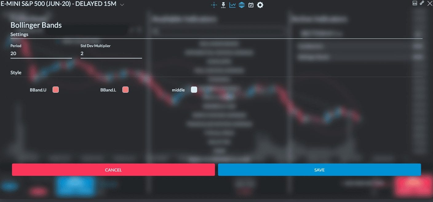 Setting Up Bollinger Bands on Finamark: Review default settings